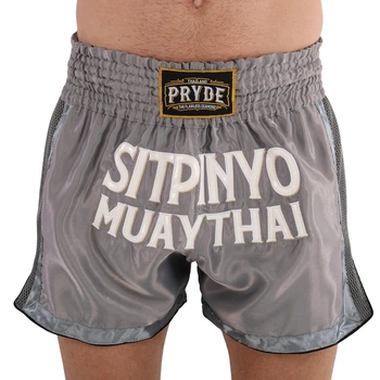 Шорты для тайского бокса и кикбоксинга серые Pride Muay Thai 522 размер S (42-44)
