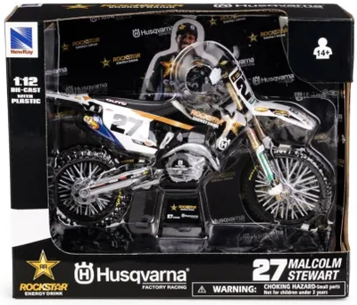 Модель мотоцикла Daffi Husqvarana FC450 2022 Rockstar energy factory 1:12 Чорна M-622 (5905422136229)