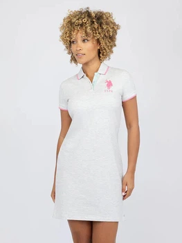 Плаття-футболка коротке літнє жіноче U.S. Polo Assn 215928-ZH00A(SUMMER OATMEAL) S Сіре (786662325018)