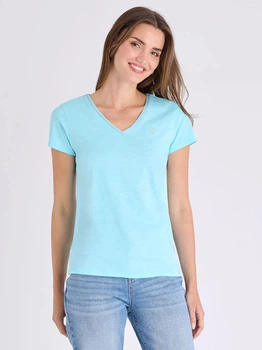 Футболка хлопковая женская U.S. Polo Assn 216607-1H00A(CLEAR TIDES) XS Морской волны (786662549728)