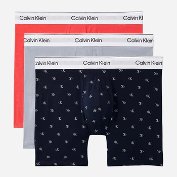 Набор трусов боксеров мужских хлопковых Calvin Klein NB4394-4UV(Misty Grey Multi) L 3 шт Красный/Серый/Темный синий (199156151404)