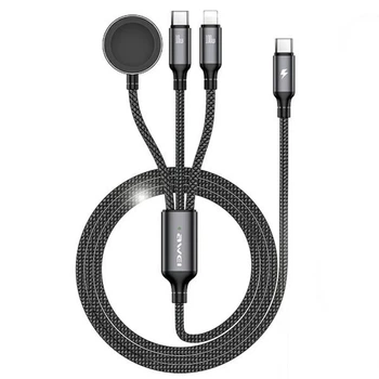Кабель Huawei AWEI W23 3в1 USB-C/Lightning/Watch 100W/10W/2.5W Black (6954284007542)