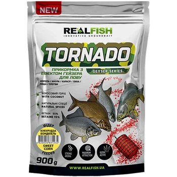 Прикормка Real Fish Прикормка Торнадо Фидер (Кукуруза Бондюель) 0.900 kg