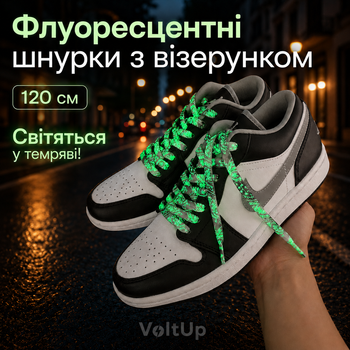 Шнурки для обуви светящиеся в темноте 120 см плоские флуоресцентные для кроссовок и кед
