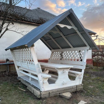 Беседка садовая 2 × 3 м со столом и лавками, деревянная стандарт 3