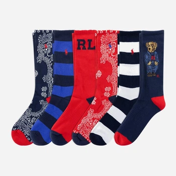 Набор мужских носков высоких хлопковых Ralph Lauren 189923175 One Size 6 пар Синий/Красный (1159865295)