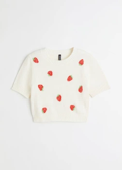Кофта-топ з коротким рукавом XL(175/116), белый/клубника (209353-3)