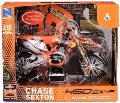 Модель мотоцикла Daffi KTM 450 SX-F Red Bull 2024 Chase sexton 1:12 Помаранчева M-625 (5905422136250)