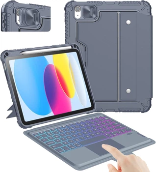Чехол с клавиатурой Nillkin для iPad A16 11'' и 10 9'' Серый трекпад 7 цветов подсветки