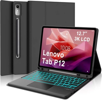 Клавиатурный чехол IVEOPPE Lenovo Tab P12 TB-370FU Черный с подсветкой с тачпадом беспроводной