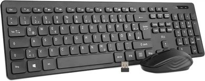 Набор клавиатуры и мыши Rii черный QWERTZ 2 4G бесшумный