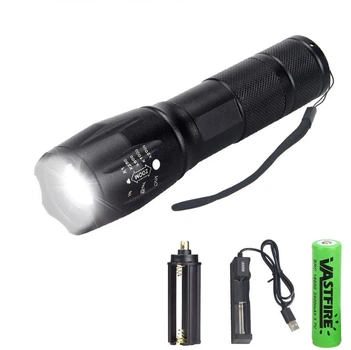 Телескопический Фонарик 5 в 1 с белым светом / LED фонарь + Аккумулятор 18650 + зарядка