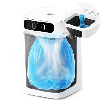 Розумне сенсорне відро, кошик для сміття iHunt BRO Easy Trash Can S140, 17 л, безконтактне відкривання, автозапаювання та автозаміна пакета, акумулятор 2500 мА·год, біле