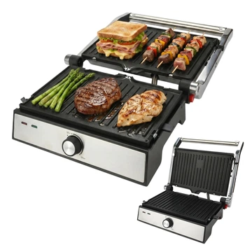 Электрический гриль iHunt Bro Dual Grill XXL, 1500 Вт, открытие 180°, съемные пластины