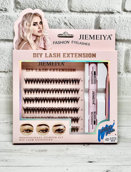 Набор пучковых ресниц с клеем и пинцетом JIEMEIYA 924W-3 40D