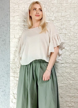 Блуза батистова з воланами бежева New Collection 11-107 - бежевий - S-L