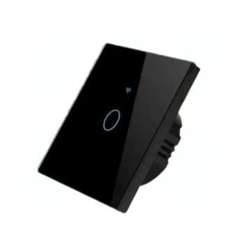 Умный сенсорный Wi-Fi выключатель Tuya 1 клавиша, с RF 433MHz + Bluetooth, работает с нулем и без нуля, черный, SW1WR-B