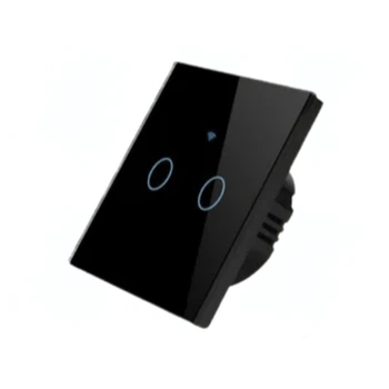Розумний сенсорний Wi-Fi вимикач Tuya 2 клавіші, з RF 433MHz + Bluetooth, працює з нулем та без нуля, чорний, SW2WR-B