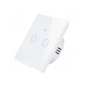 Розумний сенсорний Wi-Fi вимикач Tuya 2 клавіші, з RF 433MHz + Bluetooth, працює з нулем та без нуля, білий, SW2WR-W