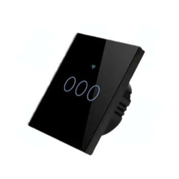 Розумний сенсорний Wi-Fi вимикач Tuya 3 клавіші, з RF 433MHz + Bluetooth, працює з нулем та без нуля, чорний, SW3WR-B