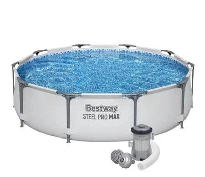 Каркасный бассейн Bestway 56408 серый круглый на 4678 л из ПВХ и стали с картриджным фильтр-насосом 1250 л/ч 305х76 см (9-163-56408 BW)