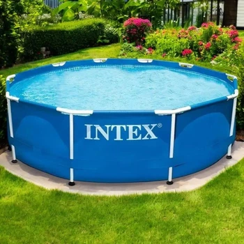 Каркасный круглый бассейн INTEX 28200, для детей от 6 лет и взрослых, объем 4485 л, 305х76 см, трехслойный ПВХ + металлический каркас, голубой