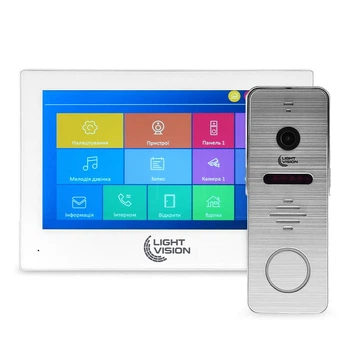 Комплект відеодомофона Light Vision: домофон 7" SINGAPORE (AI) FHD White та відеопанель RIO FHD Silver