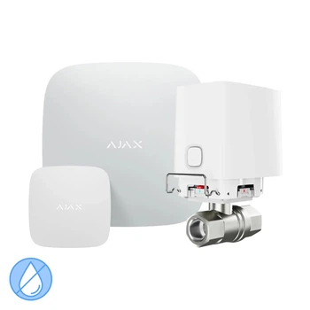 Комплект антипотоп Ajax: централь Hub2 (2G) + датчик затоплення LeaksProtect + кран перекриття води WaterStop 3/4" (DN20), білий