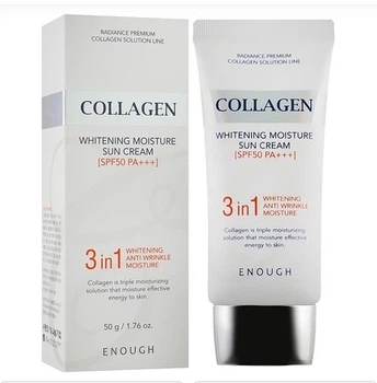 ENOUGH Collagen Whitening 3 in 1 зволожуючий солнцезахісний крем SPF50+ РА ++++, 50 мл (8809755462130)