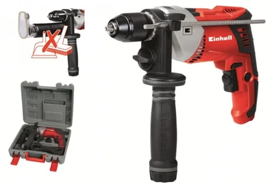 Дрель в кейсе 750Вт Einhell TE-ID 750 E (пылесос+кейс) быстрозажимной патроном с блокировкой, реверс