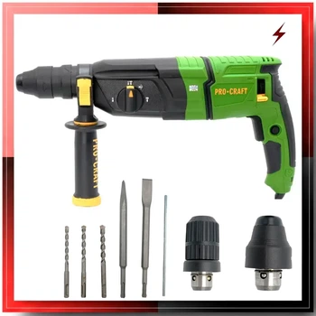 Перфоратор Procraft BH1100DFR 0-5000 уд/мин, Энергия удара 3.2 Дж Антивибрационная система