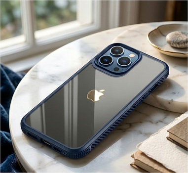 Чехол противоударный для iPhone 15 Pro силиконовый защита от ударов синий легкий и тонкий