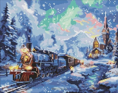 Diamentowa mozaika Ideyka Świąteczny pociąg 40 x 50 cm (AMO8102) (4823104365648)