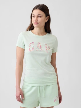 Футболка бавовняна жіноча GAP 400621363 S Зелена з принтом (1159865298)