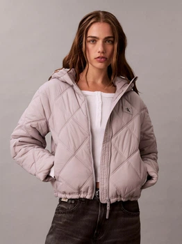 Куртка демисезонная короткая с капюшоном женская Calvin Klein 707130398 XL Серая (1159865313)
