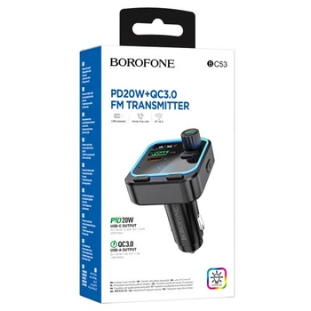 АЗП модулятор BOROFONE BC53 Highway PD20W+QC3.0 чорний