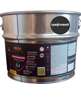 Грунт-емаль 5в1 поліуретанова для дерева матова PROTEX RAL 7024 графітова 10.5кг 8.75л