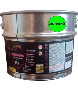 Грунт-емаль 5в1 поліуретанова для дерева матова PROTEX RAL 6037 зелена 10.5кг 8.75л