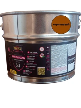 Грунт-емаль 5в1 поліуретанова для дерева матова PROTEX RAL 8024 коричнева 10.5кг 8.75л