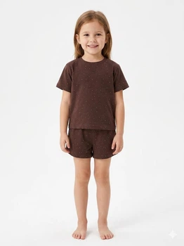 Костюм футболка та шорти дитячий на дівчинку зі стразами Citcit Kids Wear 98р Коричневий (1686)