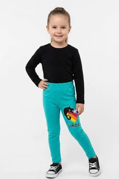 Лосины детские для девочки бирюзового цвета с принтом Fashion рост 104 (215761)