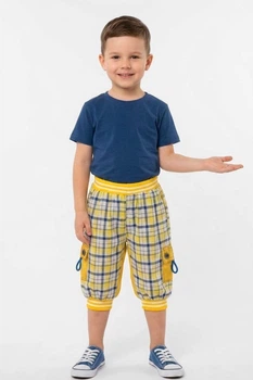 Бриджі дитячі для хлопчика жовтого кольору з принтом Fashion зріст, см 98 (215878)