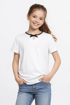 Блузка для девочки с коротким рукавом Sly 119/S/18 белый 152