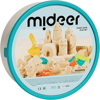 Игровой набор кинетического песка Mideer Волшебный песок для детей от 3-х лет, 2 кг (MD4307) кинетический песок с песочницей, крышкой и инструментами