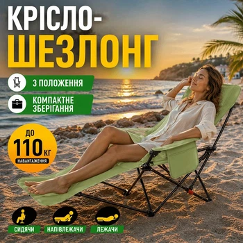 Кресло шезлонг раскладное туристическое Moon Chair, стул с сумкой для переноски green