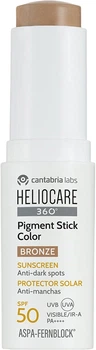 Krem przeciwsłoneczny w sztyfcie do twarzy Cantabria Labs Heliocare 360 Pigment SPF50 Bronze 10 g (8436574365351)
