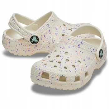 Дитячі крокси для дівчинки Люмінесцентні Crocs Kids' Classic Glow Paint Splatter Clog Summit White/Mult (34/35, бежевий)