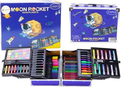 Zestaw artystyczny LEAN Toys Moon Rocket Walizka do malowania 133 elementy (5905991029618)