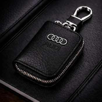 Чехол для автомобильного ключа с карабином Audi кожаный