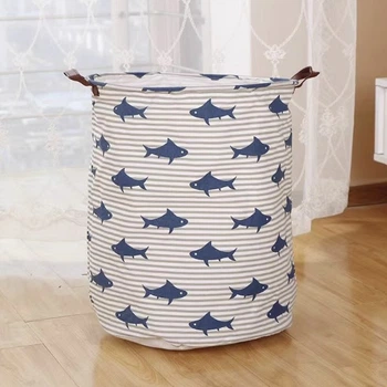 Складний кошик для іграшок та білизни 50×40 см "Акули" водонепроникний органайзер для дитячої кімнати